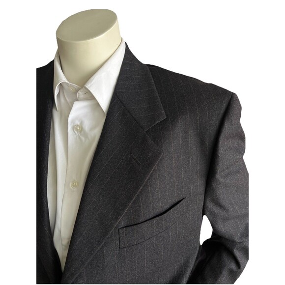 PAL ZILERI Guabello Men 42-44R Blazer Designer Wool Pinstripe Suit Jacket Italy - Picture 3 of 16